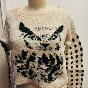 Women's Cream and Cropped Black Sweater
